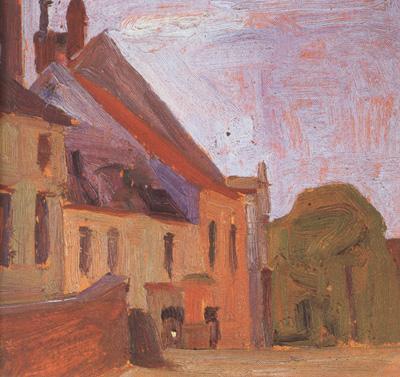 Egon Schiele Houses on the Town Square in Klosterneu-burg (mk12) oil painting image